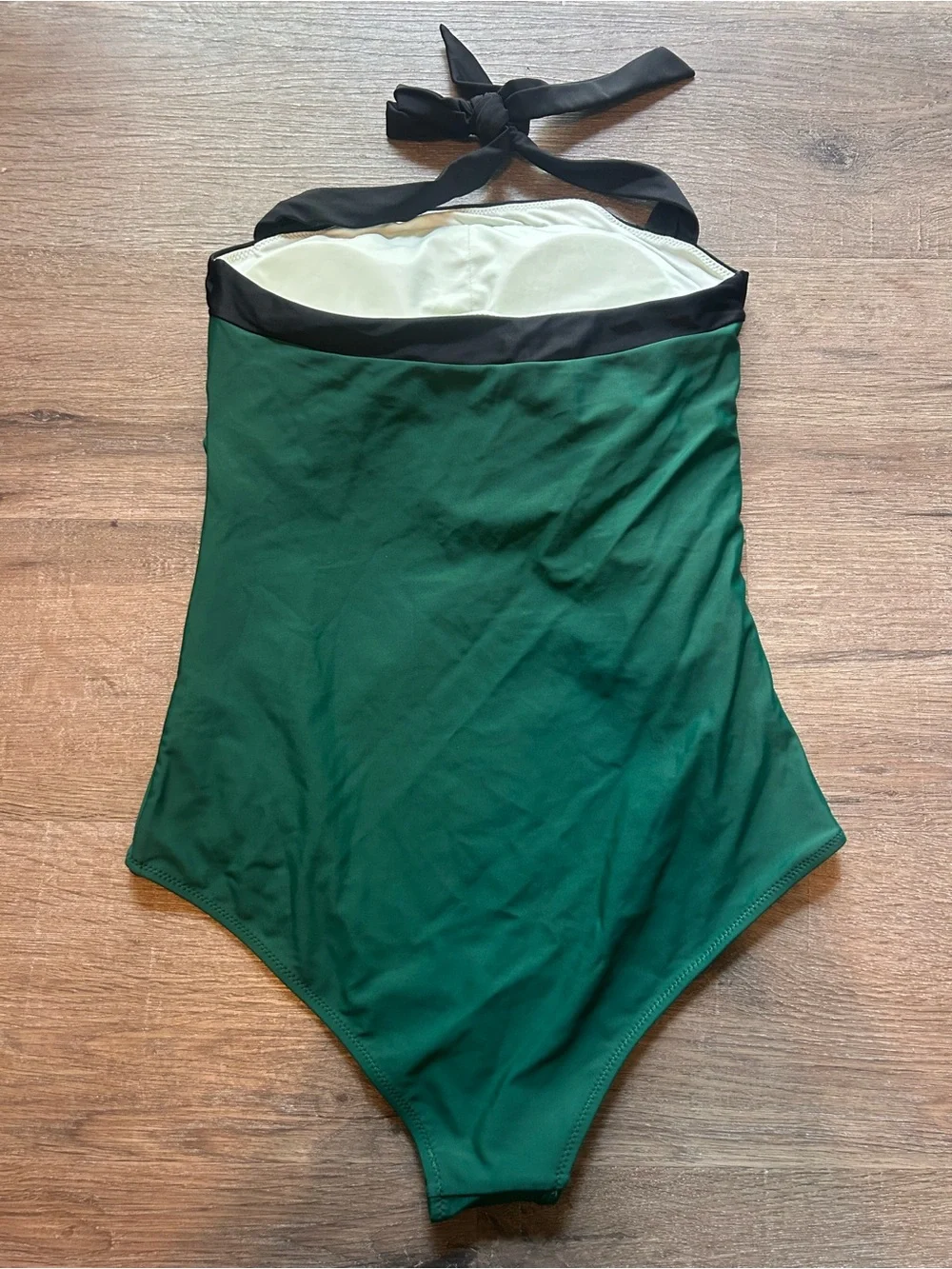 Halter One-Piece Swimsuit Womens Size M Green Halter Ruched Tummy Control